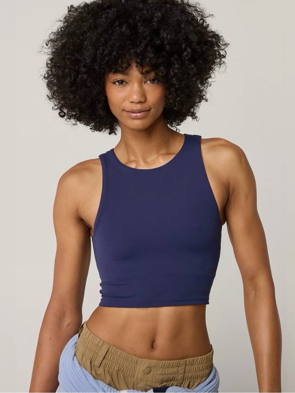 OFFLINE By Aerie Real Me XTRA High Neck Longline Sports Bra, Size M, Royal Navy